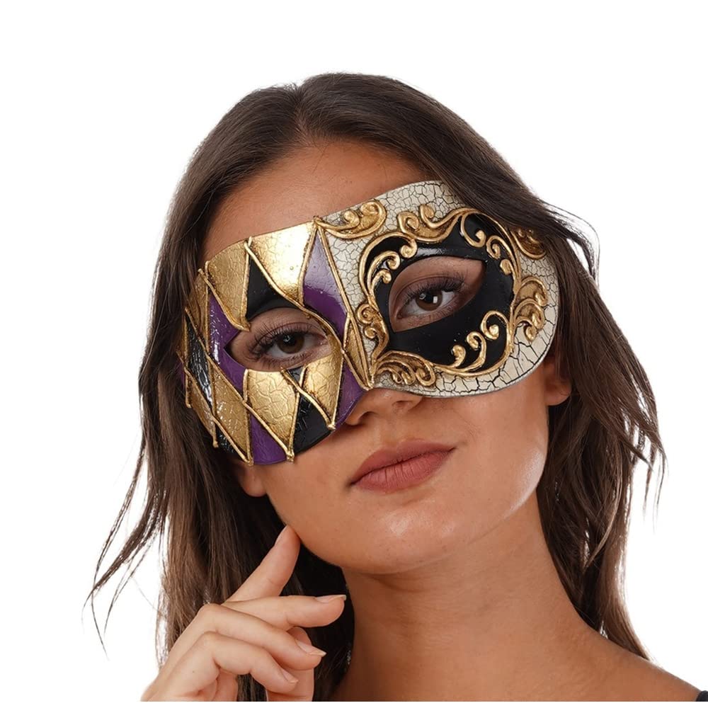Stylex Classic Venetian Eye Mask Long Nose Jester Half Face Phantom Fancy Dress Accessories (Purple)