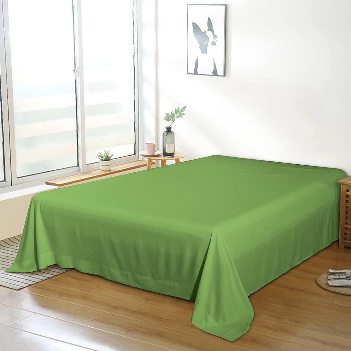 Bedding King Flat Sheet - Soft Brushed Microfiber, Shrinkage and Fade Resistant Top Sheet - Easy Care - 1 Flat Sheet Only, Sage Green