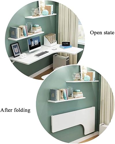 Miniatura 5 de SYTH Mesa plegable de hojas colgantes para montar en la pared, mesa de esquina de comedor colgante, escritorio plegable para computadora, escritorio