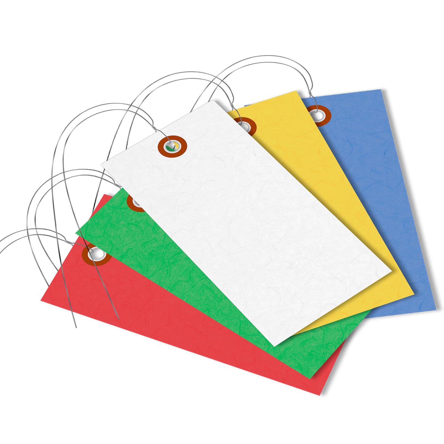SmartSign (Pack of 100) 4.75 x 2.375 inch Multi Colored Blank Tyvek Shipping Tags with Wire, Size #5, 8 mil Thick Tyvek