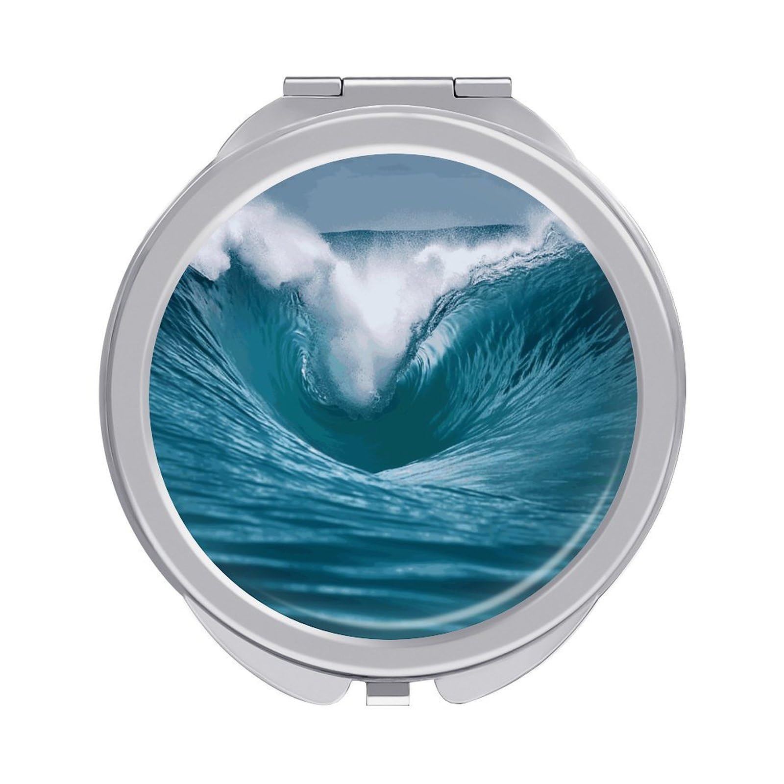 FekiLoot Ocean Wave Travel Makeup Mirror 2 X /1 X Magnifying Slim Pocket Mirrors Compact for Purse Travel Makeup Mirrors for Pocket, Handbag, Purse Women Gift
