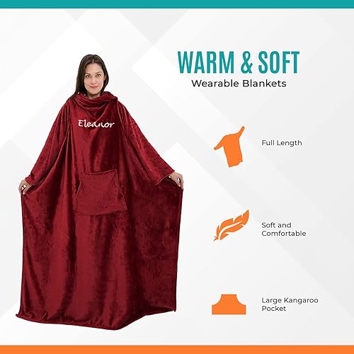 Miniatura 3 de Personalized Passion - Manta con nombre personalizado para hombres y mujeres adultos  Manta de forro polar suave y cómoda con bolsillos