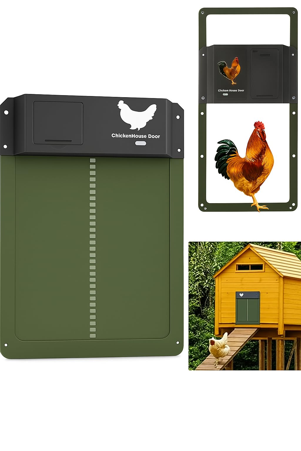 Mano Vivo - Porte Automatique pour poulailler avec capteur de lumière – Ouverture/Fermeture Automatique – Étanche IPX7 – Fonctionne à Piles – Facile à Installer – Convient à Tous Types de Poules