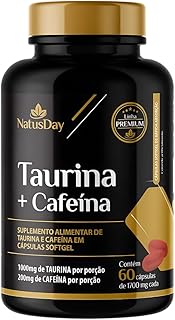 Taurina + Cafeína 60 Cápsulas SoftGel - Auxilia a melhora raciocínio, Auxilia a melhora da memória, Acelera o metabolismo