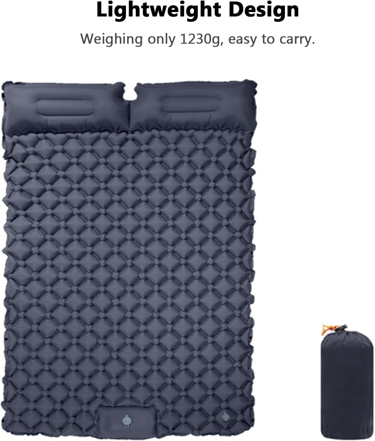 Diydeg Double Sleeping Pad for Camping, Ultra Light Camping Mat with Pillow, Built in Foot Pump, Self Inflating Sleeping Mat for Backpacking, Hiking, Traveling, Tent (Blue)