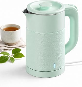 Small Electric Kettle 0.8L, 600W, 304 Stainless Steel Inner, Green