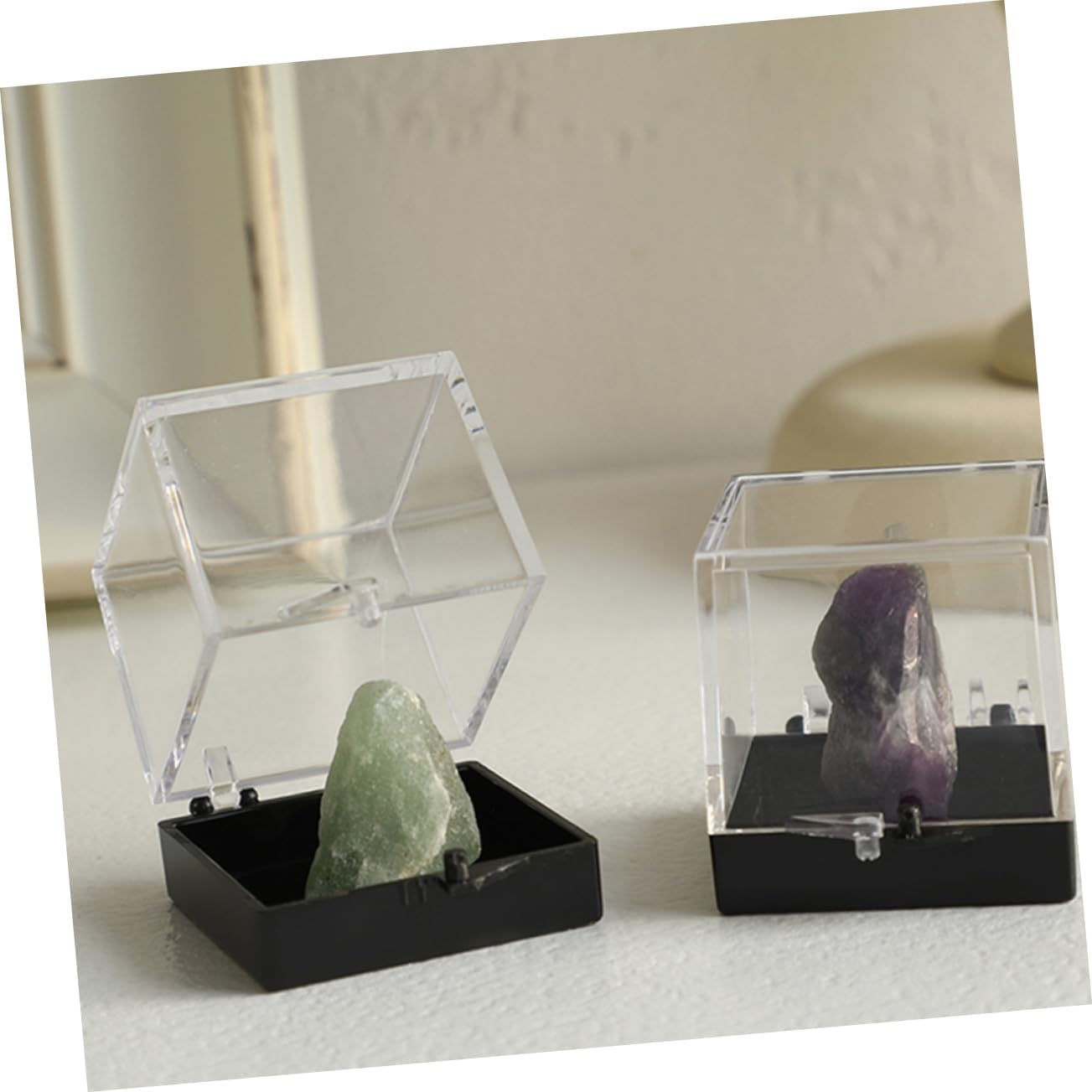 LIFKOME 3pcs Mineral Specimen Display Box Plastic Showcase Case for Crystal Collection Jewelry Storage Hinged Lid for Organizing Crafts and Minerals