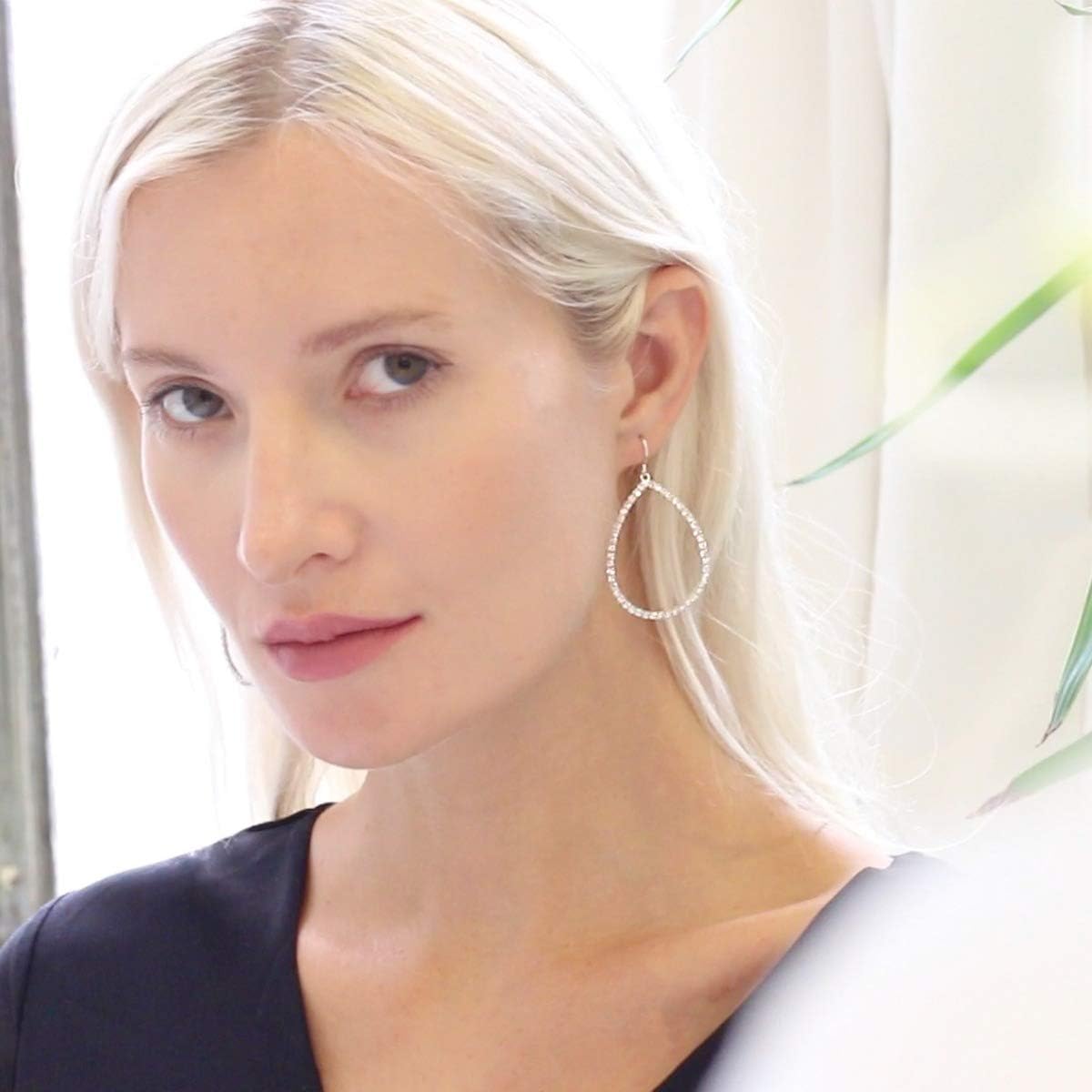 Simulated Diamond Teardrop Dangle Earrings For Women - Gold or Silver Tone with Cubic Zirconia - Hypoallergenic and Safe for Sensitive Ears - Image 8