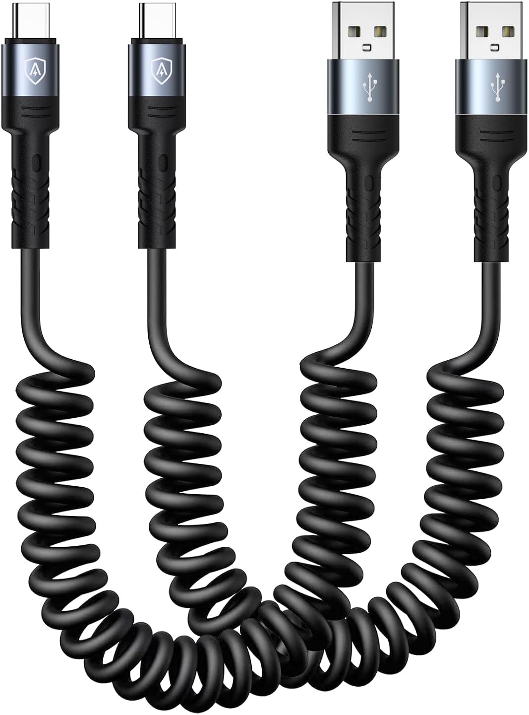 USB C to USB Cable,Android Auto 3ft+5ft Coiled Cable for