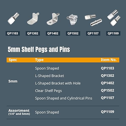 Miniatura 7 de POWERTEC QP1304 - Pasadores de estante de 14 pulgadas, estilo de soporte en forma de L, 14 pulgadas, níquel