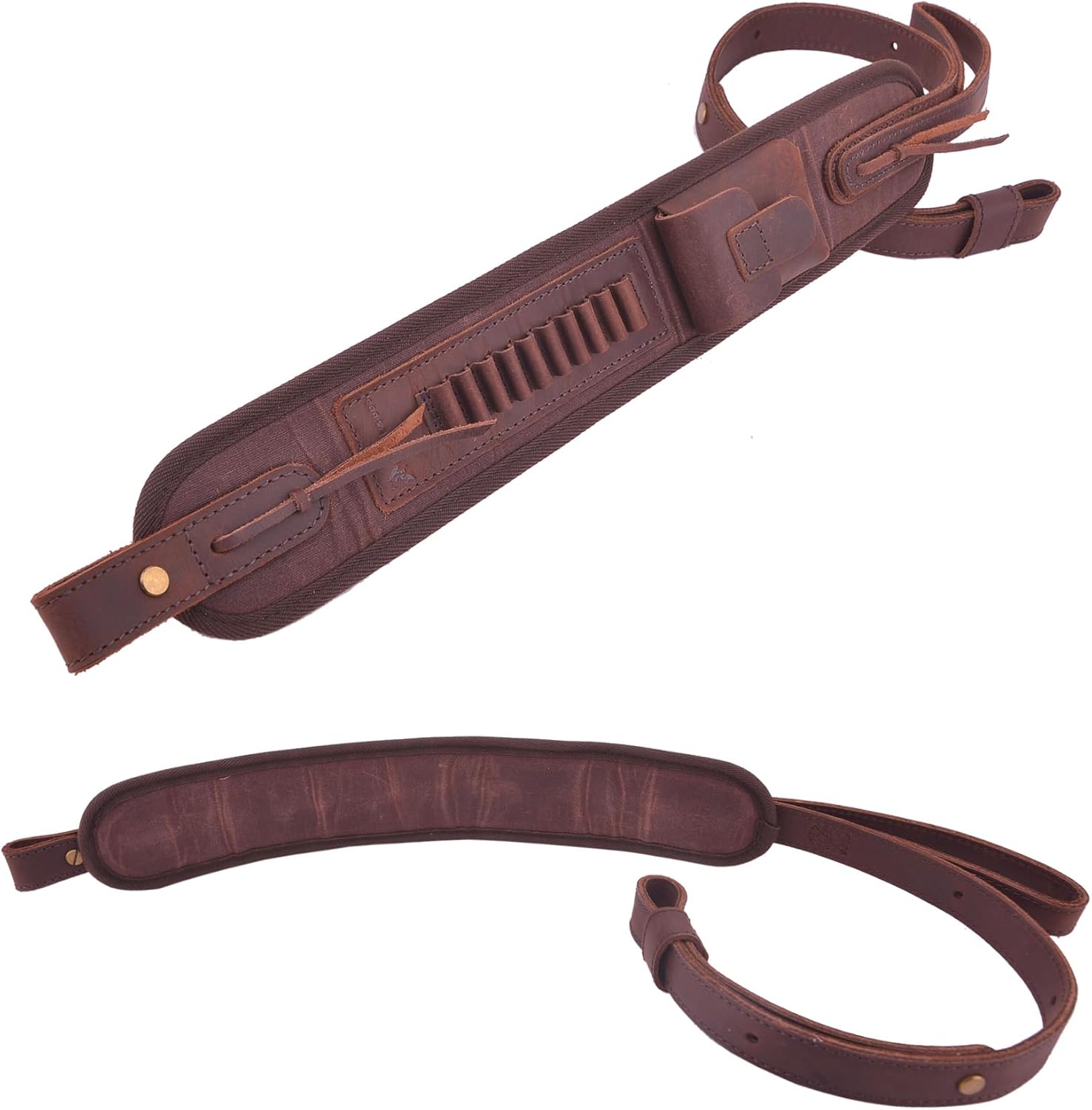 WAYNE'S DOG No Drill Leather Gun Sling Loop Mount with Rifle Cheek Rest Shell Holder for .22LR .22MAG .17HMR