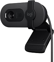 Logitech Brio 100, cámara web Full HD para reuniones y streaming, equilibrio de iluminación automático, micrófono integrado, tapa de privacidad, USB-A, Microsoft Teams, Google Meet, Zoom y más,Grafito