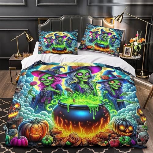 Housse de couette sorcière抗皱易洗 200x200cm Halloween parure