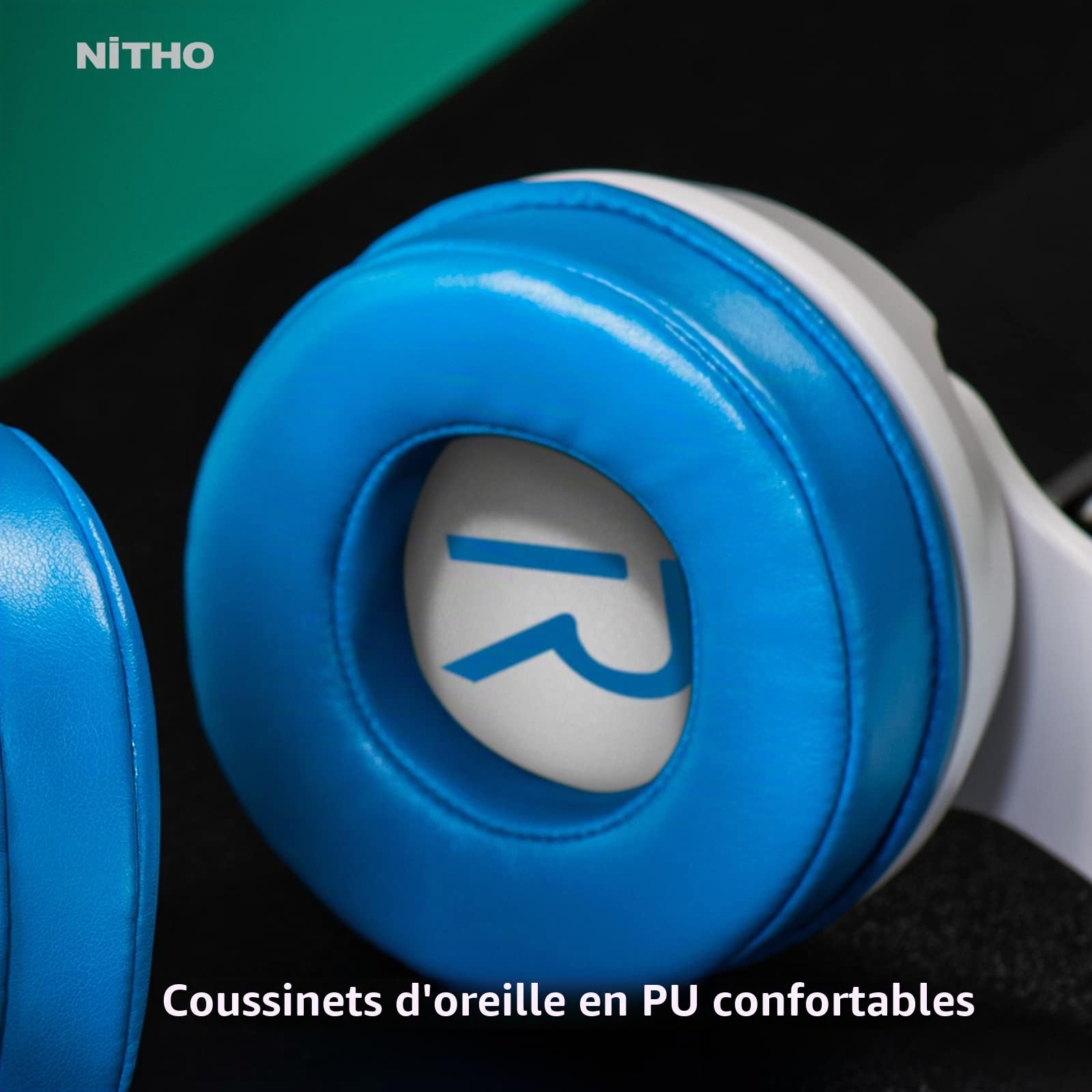 NITHO Janus Casque Gamer Filaire Over-Ear – Haut-Parleurs 50 mm, Microphone Flexible, Son Puissant – Jack 3.5 mm – PC/PS4/PS5/Xbox One/Series X|S/Mobile/Tablette – Bleu