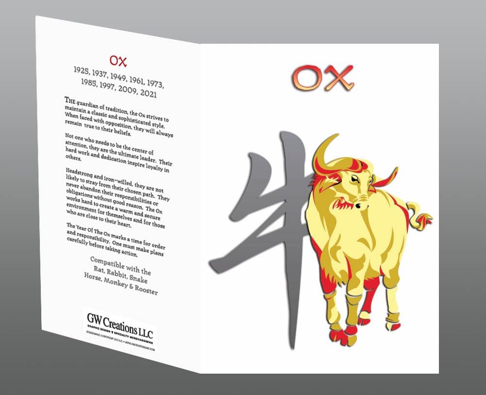 Asian Oriental Chinese Zodiac Assorted Greeting Cards Pack of 12 Different Animals