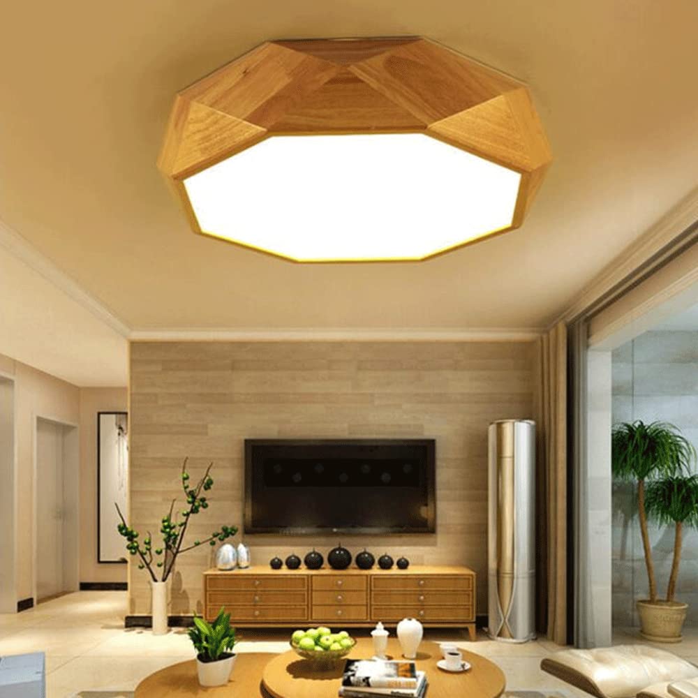 Lámparas de techo de madera modernas nórdicas cerca del techo, lámpara de techo ajustable 3000K4000K6000K, accesorios de iluminación de decoración de bar de cafetería de restaurante, luz LED de