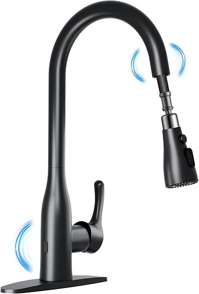 Touchless Kitchen Faucet with Pull Down Sprayer, Dual Sensor Sink Faucets, Stainless Steel Single Handle Faucet for 1 or 3 Hole, Suitable for Farmhouse Laundry Camper Rv Bar