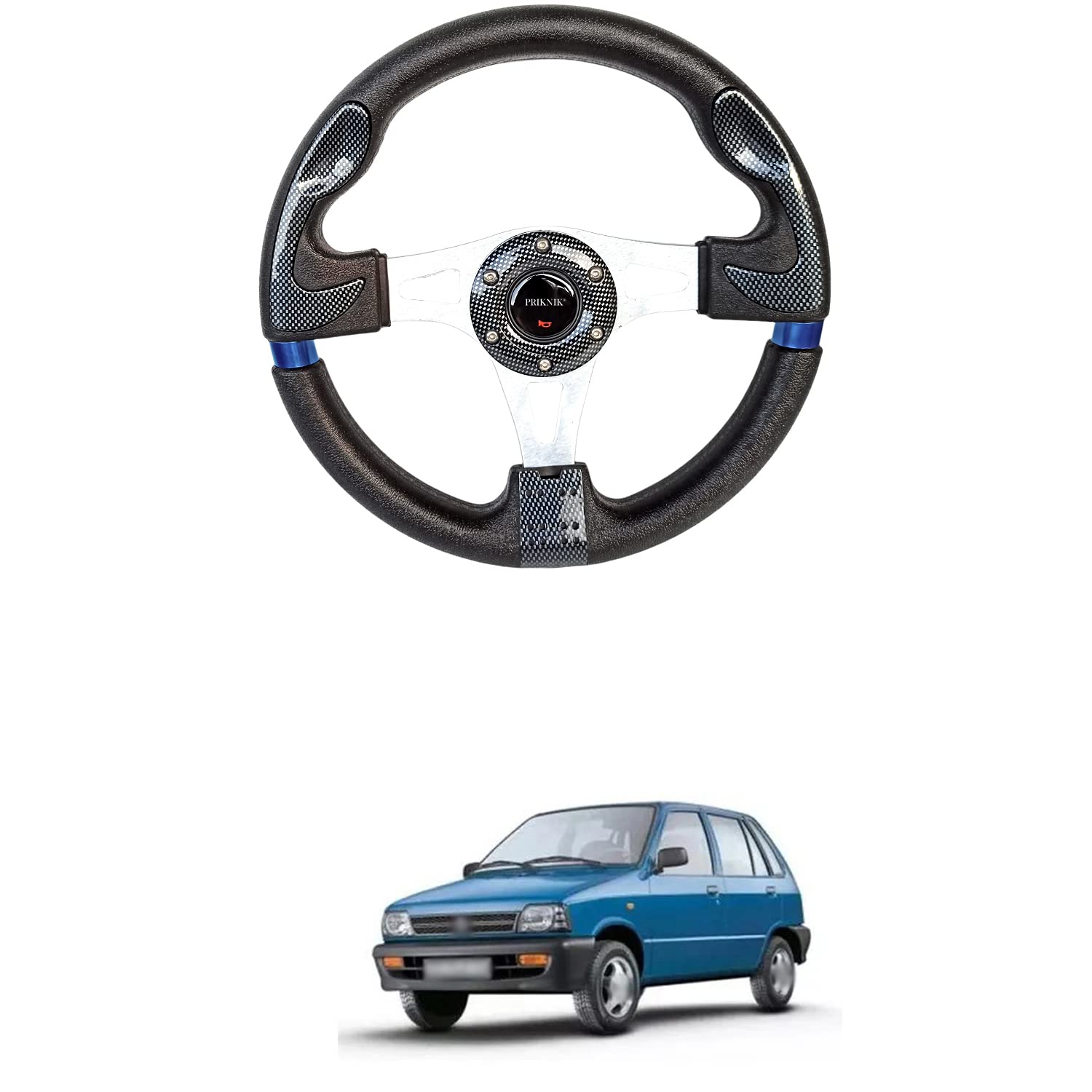 Steering Wheel Sports Car Look Racing/Golf Cart Rally Off Roading B-olts Grip Vinyl Leather & Aluminum with Horn Button Compatible with 800-image-17