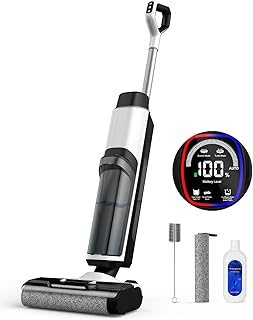 Nass Trockensauger Akku, 20.000 Pa kabelloser All-in-One Staubsauger mit wischfunktion, Sprachausgabefunktion, 890ml Dual-Wassertanks, Kantenreinigung<0.5cm, Selbstreinigung für Harte Boden,Tierhaare