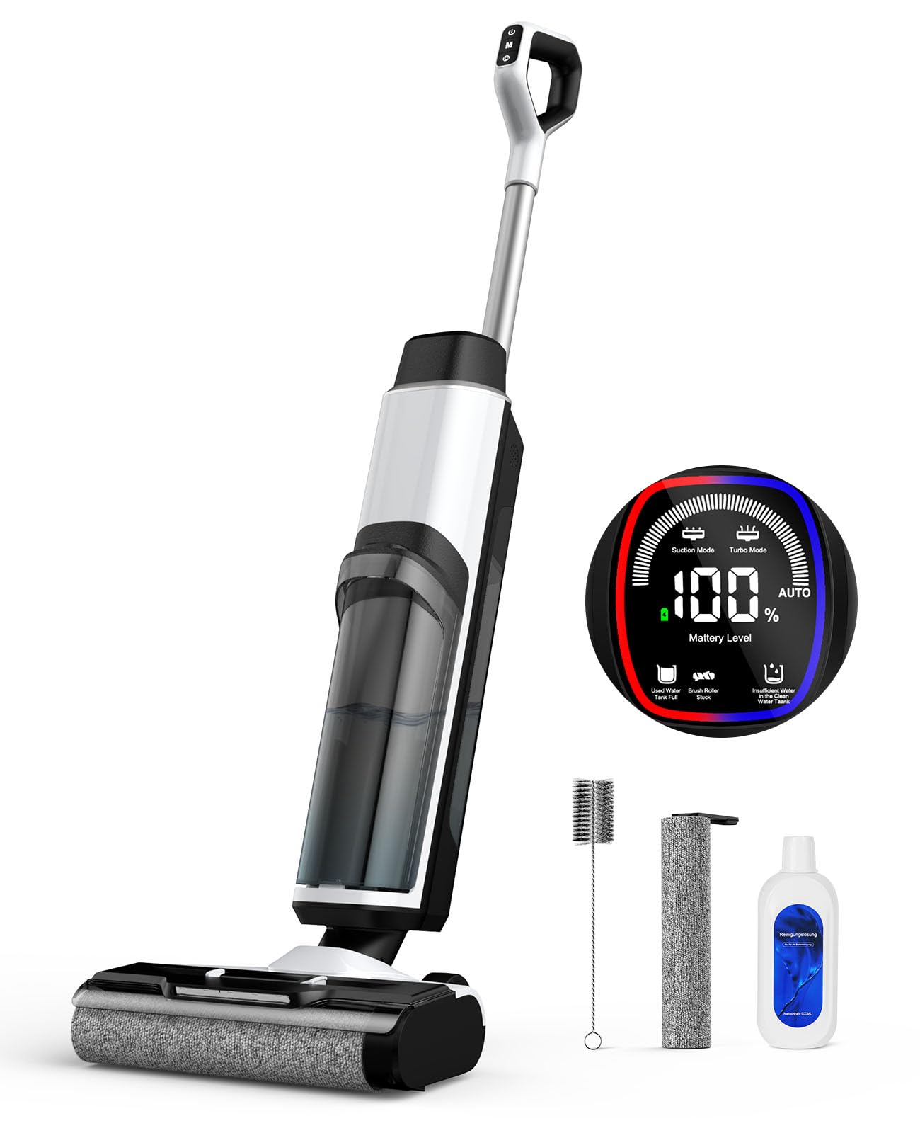 Nass Trockensauger Akku, 20.000 Pa kabelloser All-in-One Staubsauger mit Wischfunktion, 890ml Dual-Wassertanks, Kantenreinigung