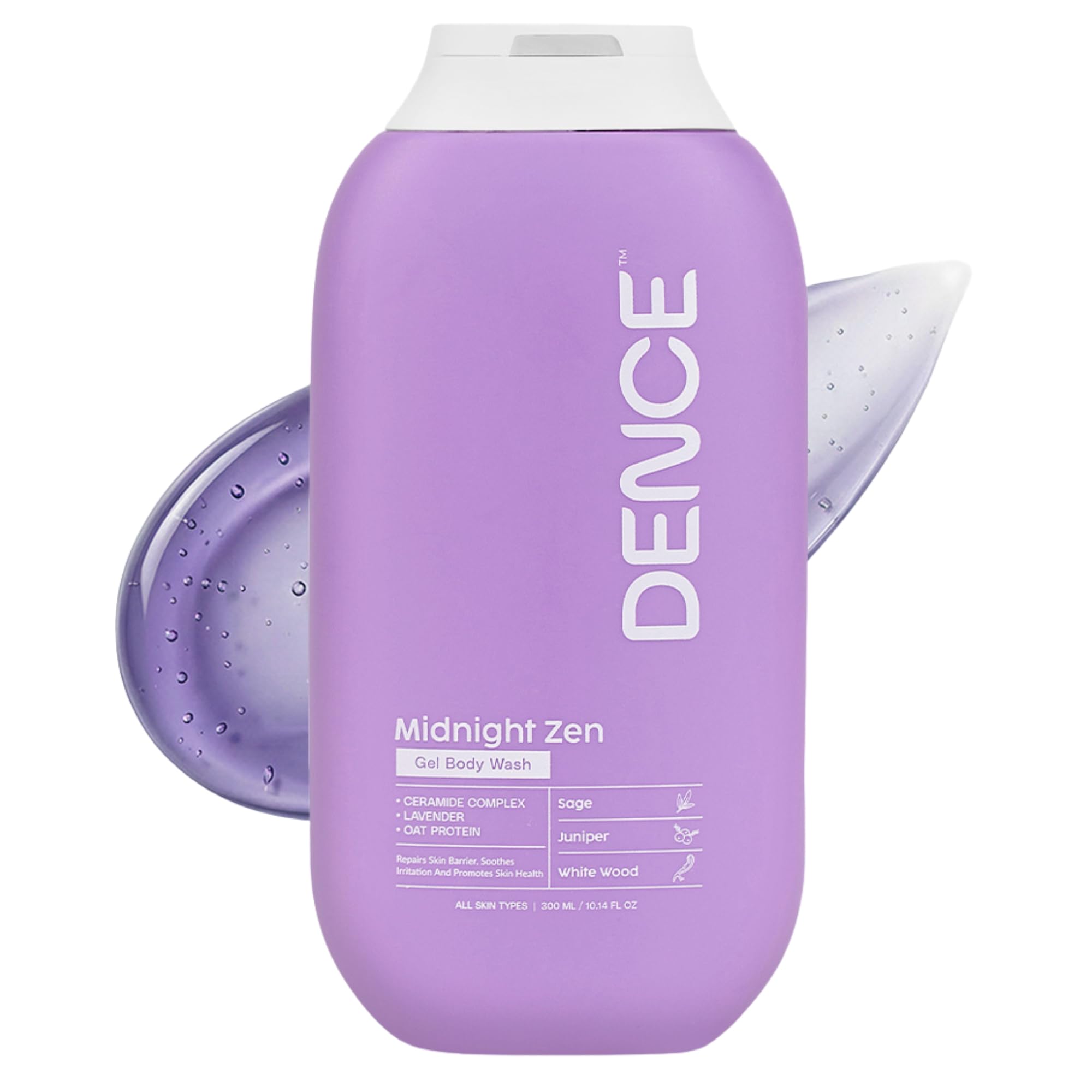 Dence Midnight Zen Hydrating Shower Gel | With Ceramide Complex, Lavender & Oat Protein | Restores Skin Barrier & Moisture | Sulfate-Free, pH Balanced | Sage, Bergamot & White Wood | 300 ml-image-31
