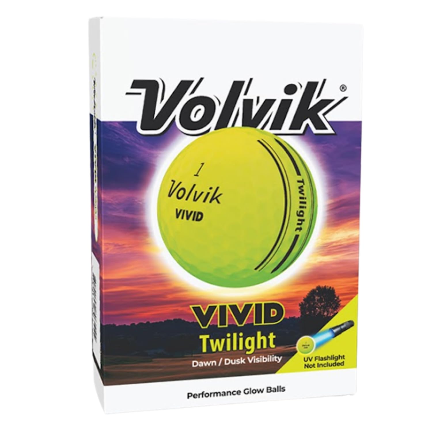 Volvik Vivid Twilight Glow in the Dark Golf Balls (Balls Only, Yellow)