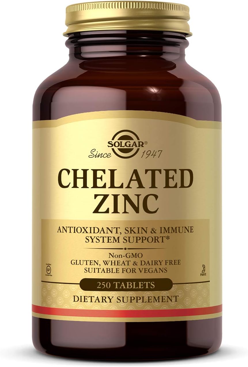 - Chelated Zinc, 250 Tablets - Zinc for Healthy Skin - Supports Cell Growth & DNA Formation - Exerts Antioxidant Activity - Supports A Healthy Immune System - Non GMO, Vegan - 250 Servings