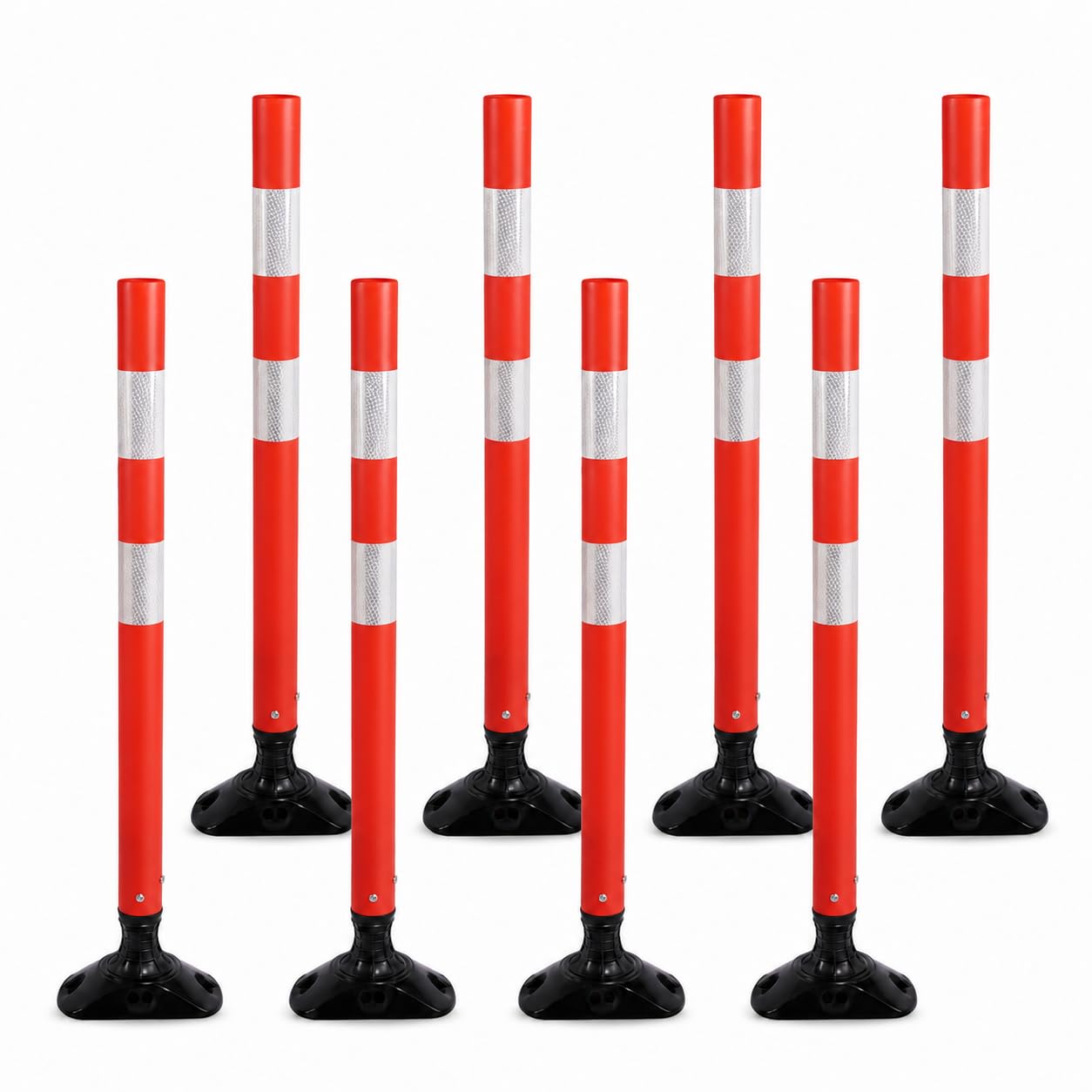Set di 8 Paletti Segnaletici Flessibili da 91 cm – Resistente agli Urti, Auto-Raddrizzante e Riflettente – Ideale per Ingressi, Parcheggi e Marciapiedi (Arancione)