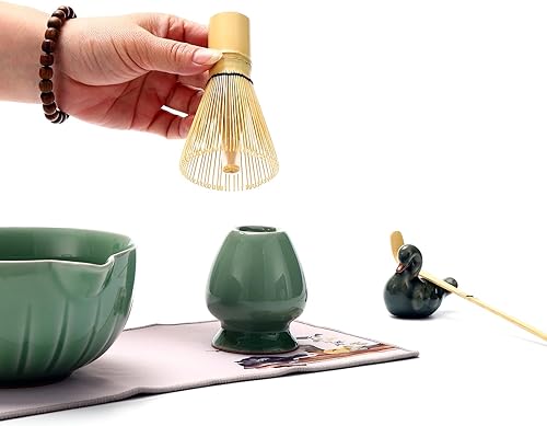 Miniatura 4 de Accesorio de ceremonia japonesa de matcha, batidor de matcha, cuchara de té, soporte para batidor, 1 tazón de té, 1 tamiz de té, el juego perfecto