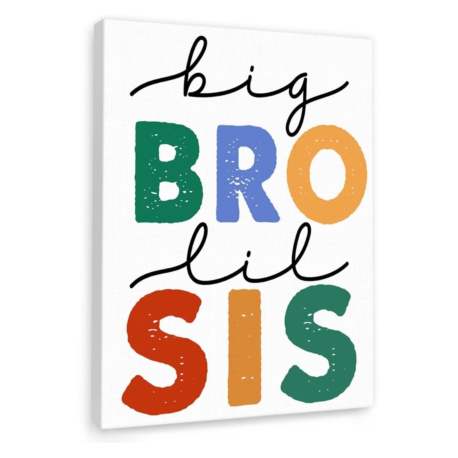 HGETJOHXEM Big Brother Little Sister Gift - Siblings Wall-Art for Nursery Room, Big Bro Lil Sis Print for Playroom Bedroom Decor(Framed,08x12inch(20x30cm))