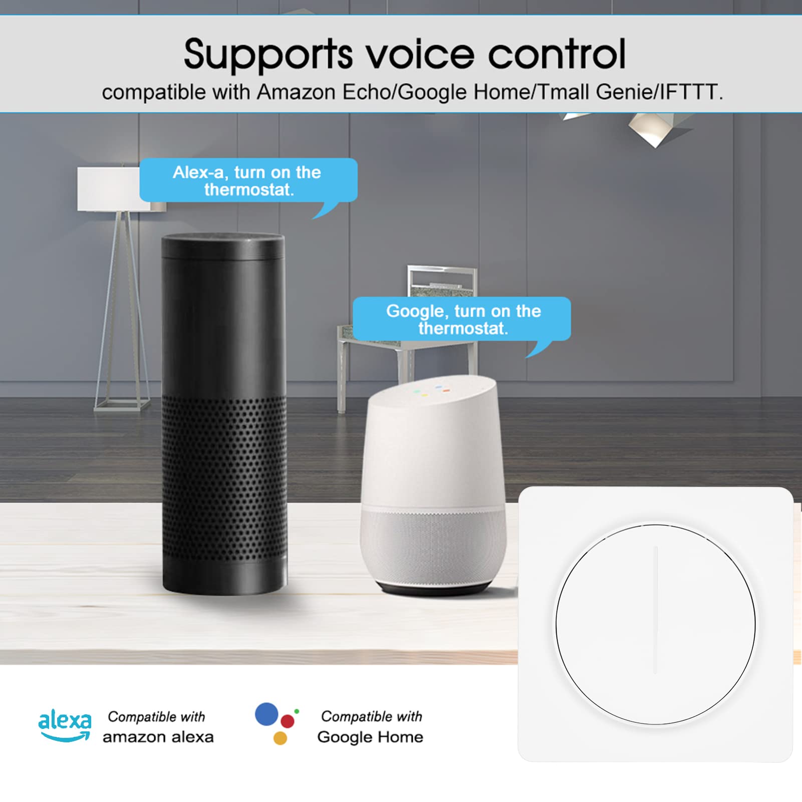 Karlak Interruptor de atenuación inteligente, interruptor de luz Zigbee inteligente compatible con Alexa Home con control remoto, requiere cable neutro de un solo polo Tuya, estándar europeo,