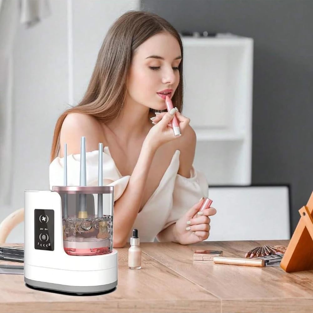 Gleamakeup Elektrischer Make-up-Pinselreiniger, 3-in-1 automatischer Make-up-Pinsel mit Timer, USB-betriebener Beauty-Swirl-Kosmetikpinsel-Reiniger für Make-up-Pinsel und Schwämme (A-Stecker)