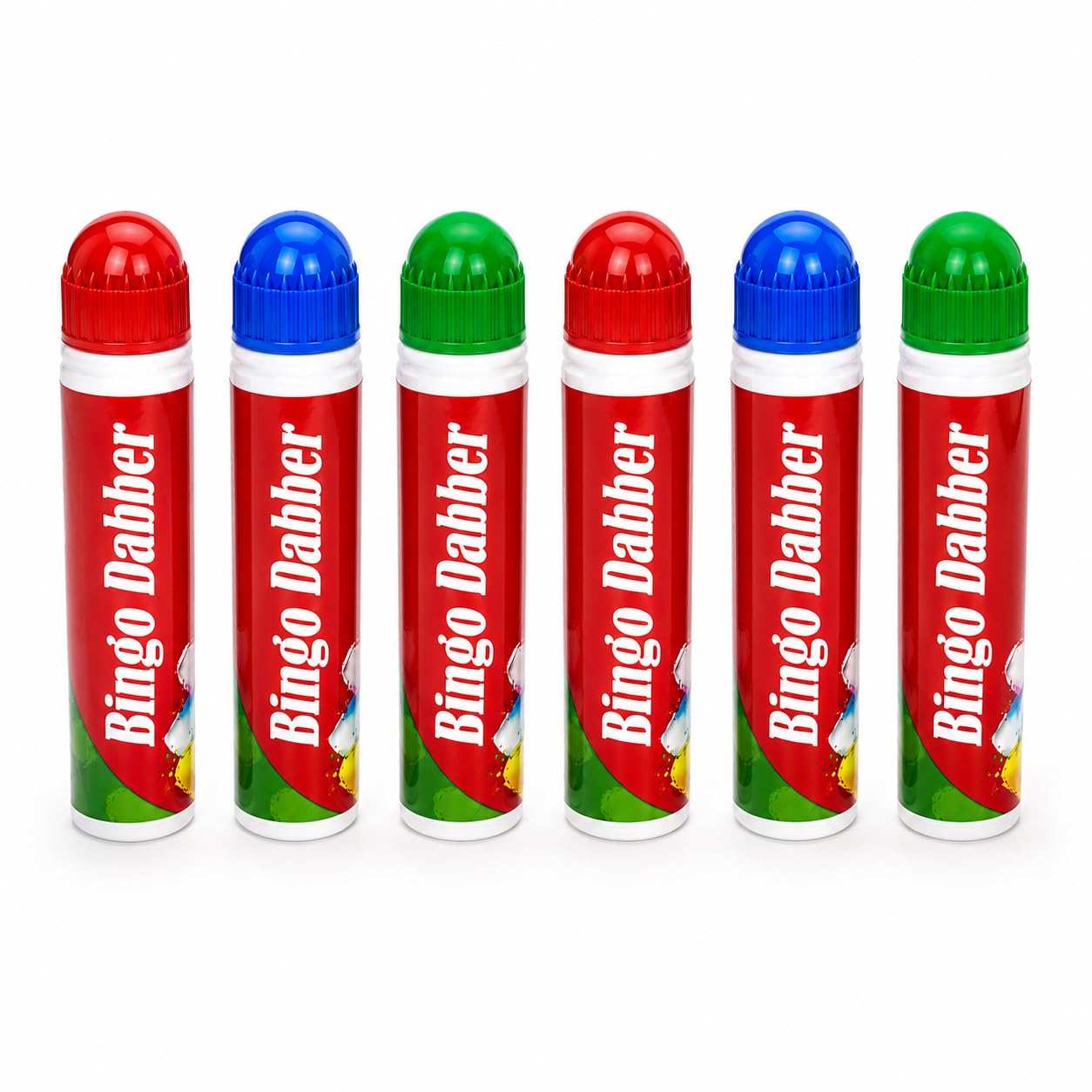 (Pack of 6) Bingo Dabbers Red Blue Green Bingo Pens | Non-Drip Bingo Dabber for Bingo Cards & Tickets | Easy Grip Dot Marker Pens for Bingo Halls, Clubs, Charity Games & Home Use