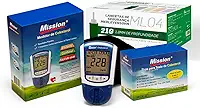 Monitor Lipídico Mission + 25 Tiras de Colesterol + 100 lancetas NR32 21G