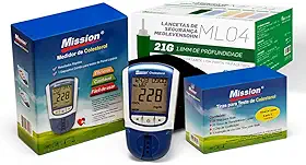 Monitor Lipídico Mission + 25 Tiras de Colesterol + 100 lancetas NR32 21G
