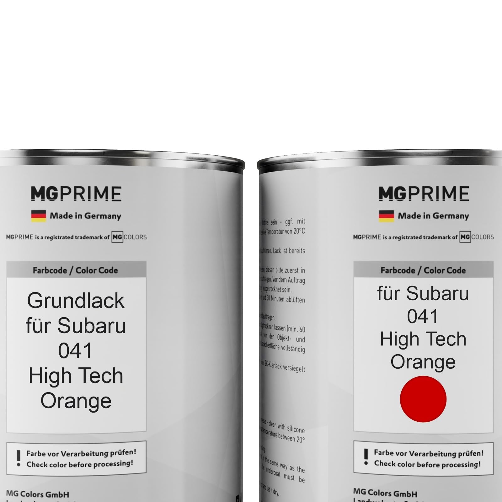 MG PRIME Peinture voiture kit de pot pour Subaru 041 High Tech Orange couche de fond, base, 2C vernis, durcisseur, prêt pour la pulvérisation 3,5l