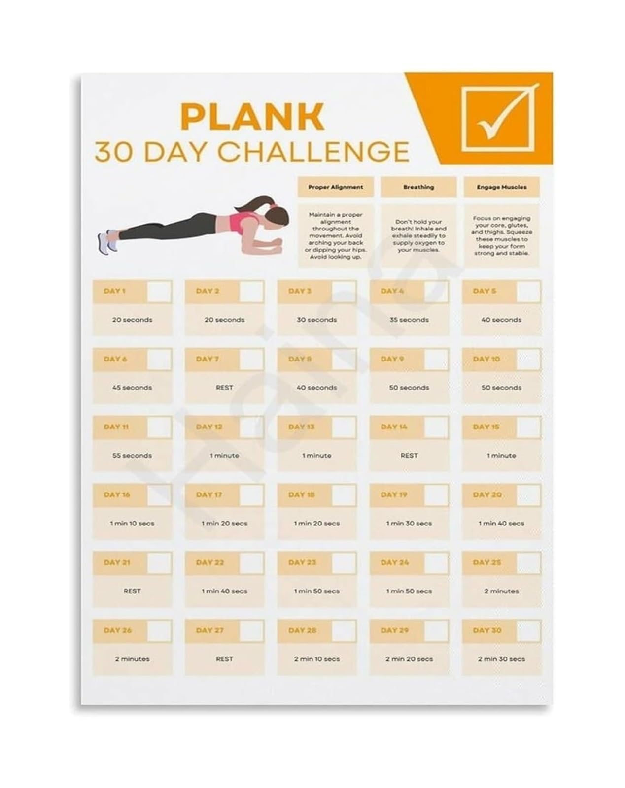 LLBOGRGGN Fitness Wall-Art 30 Day Plank Challenge Poster For Workout Motivation Bedroom Decor And Gym Gift Idea(Framed,16x24inch(40x60cm))