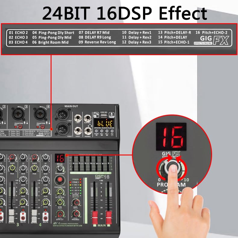 Amazon.co.jp: ステレオオーディオミキサー、16DSPエフェクター、70mm