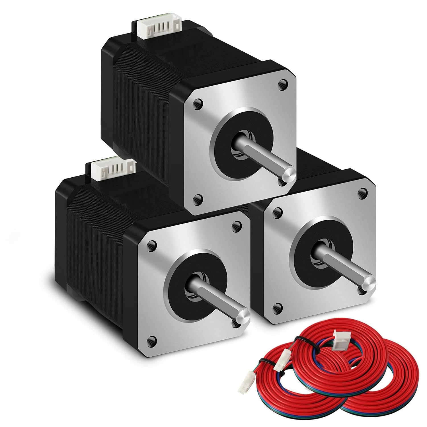 NEMA 17 motore passo-passo 42 x 60 mm, estrusore motore 1,5 A-3,8 V, 2 fasi, 4 fili 1,8 gradi, con cavo da 1 metro, per stampante 3D, 3 pezzi