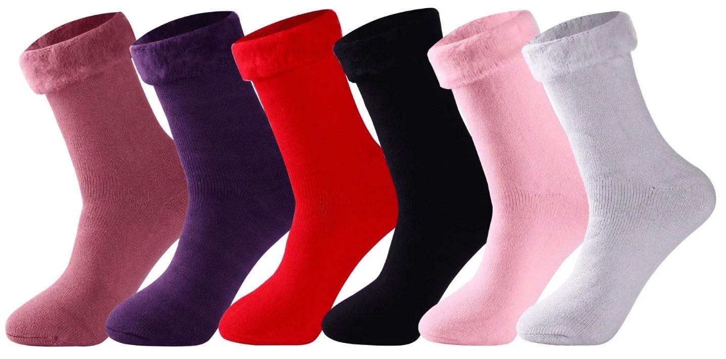 seeways Women’s Woolen Thermal Winter Socks – Pack of 4 Thick Warm Wool Blend Socks for Women | Plain Multicolor Cozy Cold-Weather Thermal Socks | Soft & Insulated Winter Wear-picture-32