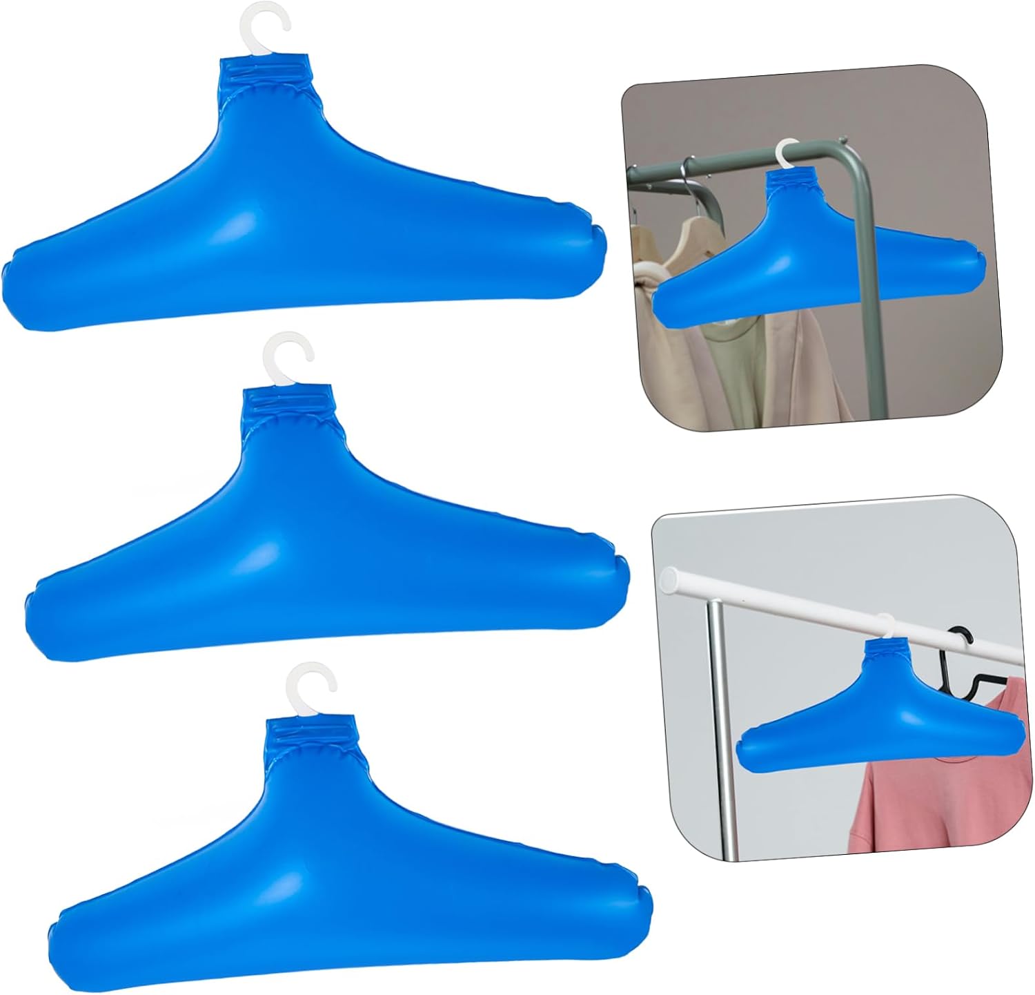 3pcs Inflatable PVC Suit Hangers for Clothes and Belts, Blue