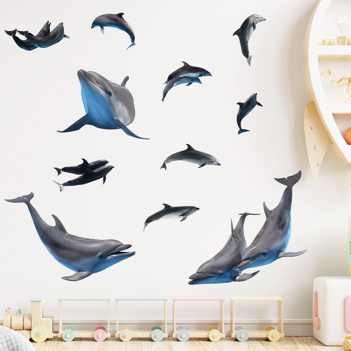 MEFOSS Removable Bottlenose Dolphin Wall Decals 3D Dolphin