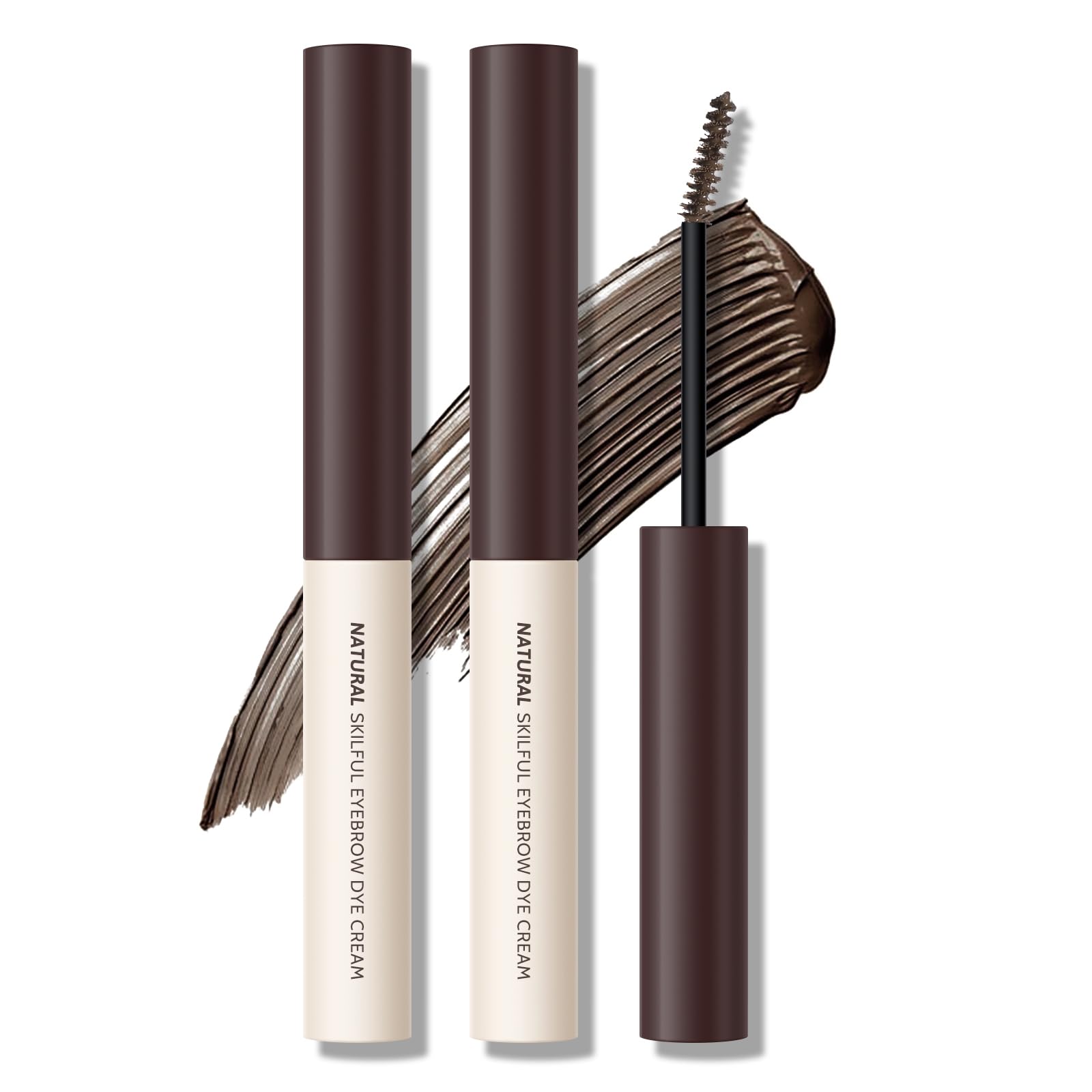 KYDA 2 Pcs Tinted Eyebrow Cream, Ultra-Fine Brush Tinted Brow Gel, Waterproof Smudgeproof Eyebrow Mascara, Long Wear, Natural Brow Makeup without Clumping, Dark Brown 02 Dark Brown