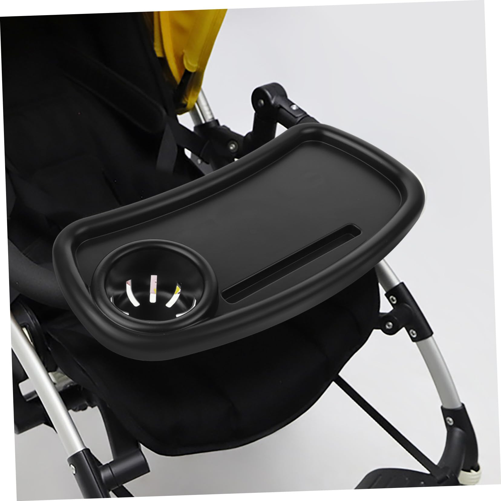 Plateau Amovible pour Poussette avec Porte-gobelet Accessoire Pratique Compatible Majoritairement Installation Facile et Design Épuré Noir