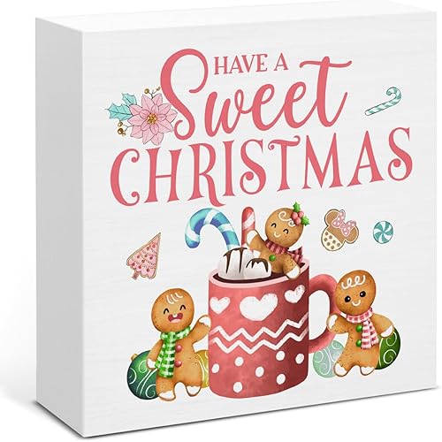 Miniatura 27 de Decoración retro de Navidad, letrero de madera de Tis the Season, decoración de casa de campo de Navidad para escritorio, estante de mesa de 5 x 5