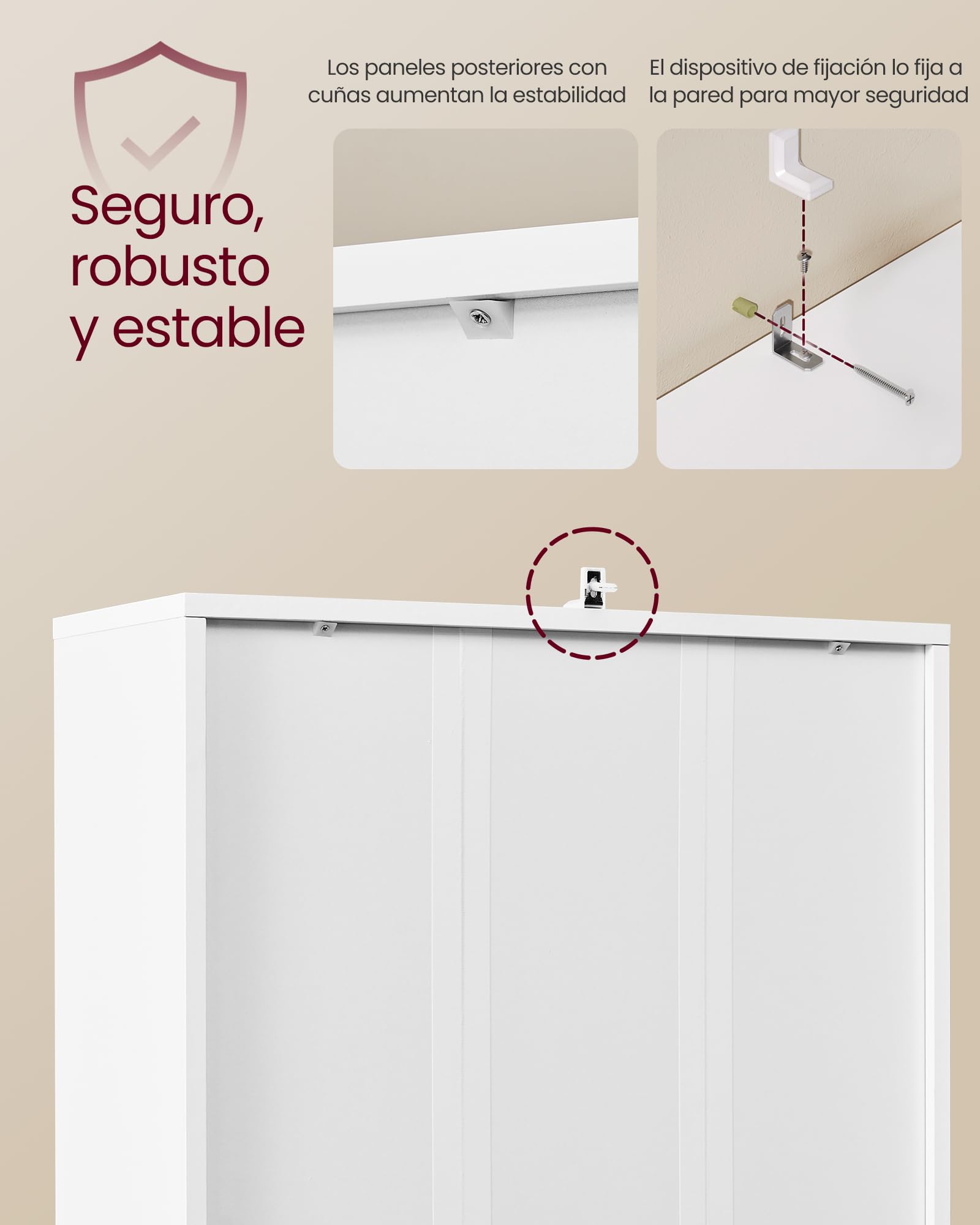 VASAGLE Librería, Estantería Vertical de 6 Niveles, con Puertas, 24 x 60 x 175 cm, para Salón, Estudio, Oficina, Comedor, Blanco Nube LBC402W01