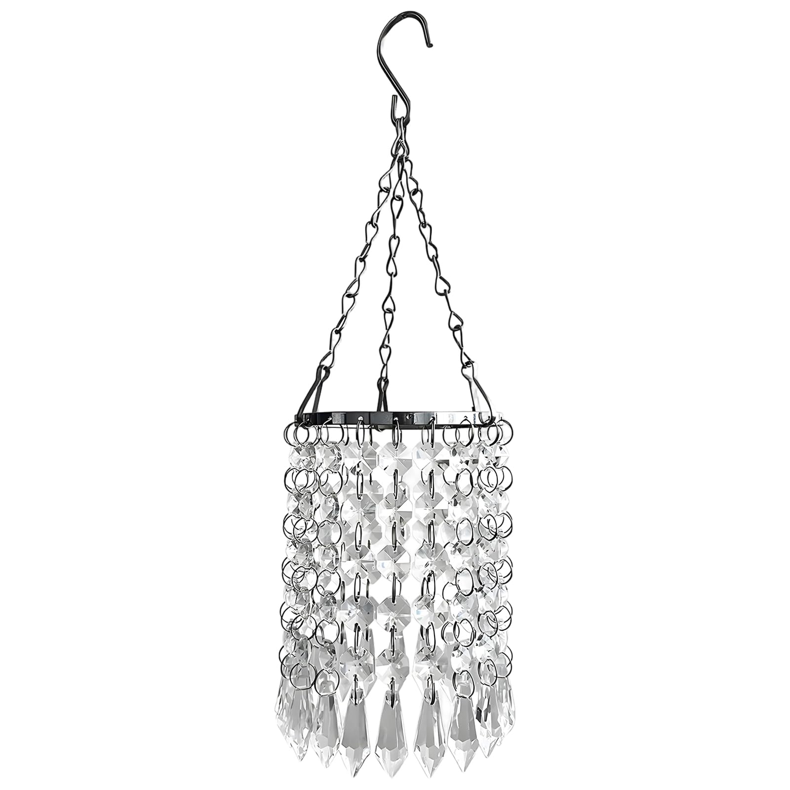 Kristall-Suncatcher mit 38 Eiszapfen-Prismen, hängender Sonnenfänger für Fenster, Büro und Garten, mehrflächige Prismen mit schwarzem Metallrahmen, für Innen und Außendeko