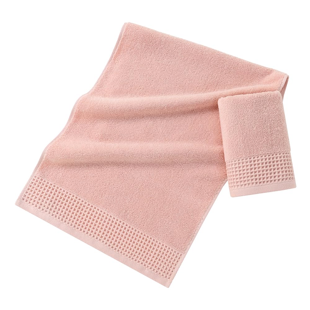 sense gnosis Pink Hand Towels - Soft 100% Cotton Waffle & Terry, Waffle Pink - Image 3