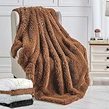 Plüsch Faux Pelz Kuscheldecke, große Braun Decke für Couch und für Bett, Super weiche Lange Haare Shaggy Decke, dick, elegant, gemütlich und Flauschige Minky Decke 150x200cm