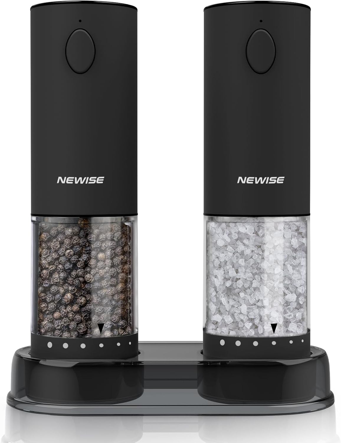 Electrical Salt & Pepper Grinder Set, Rechargeable with LED Mild & Exterior Coarseness Adjustment, One-Hand Operation, Excellent Kitchen Reward for Residence Cooks & Households – Black